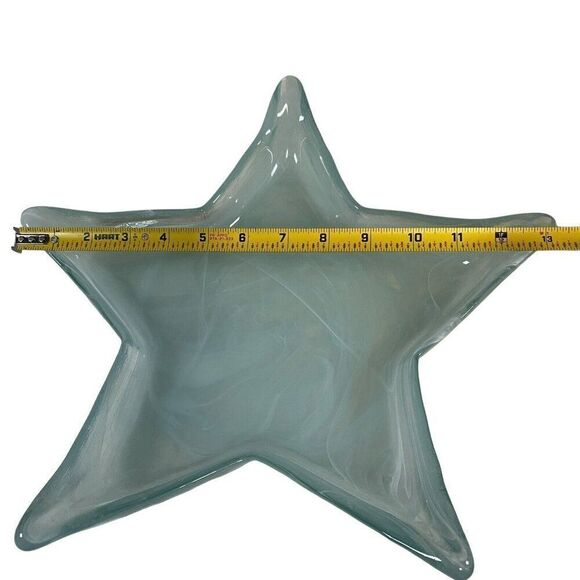Recycled Art Glass Starfish Dish Green Swirl Nautical Beach Decor Bowl 13" VTG - Picture 4 of 7